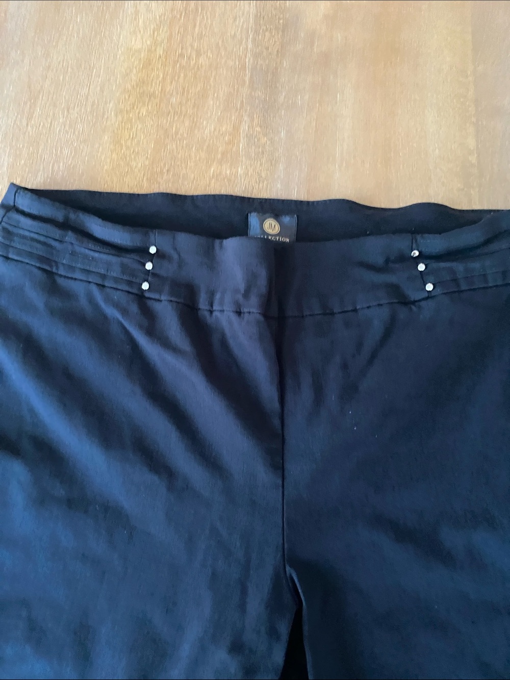 JM Collection Black Stretch Waist Jeggings with Stud Detail
